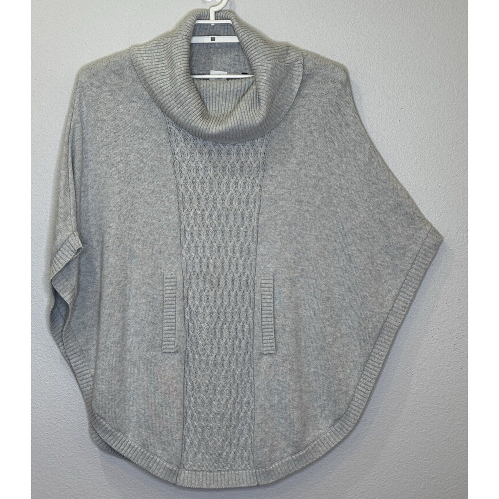 Cabi Glacier Cable Knit Poncho Cowl Pullover Sweater Oversized Gray Size‎ Medium